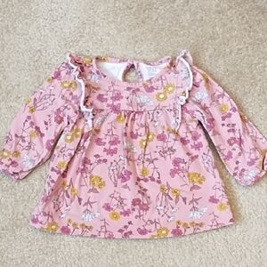 Carter's Blouse Girls Size 18 Month Ruffle Flowers Valentine's Pink Yellow White